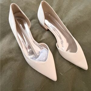 JJs House Ivory Satin D’Orsay Flats Sz 36 EUR Sz 6 US NWOT